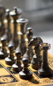 Preview wallpaper chess, game, board, pieces, metal