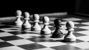 Preview wallpaper chess, pawns, cell, game, black and white