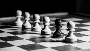 Preview wallpaper chess, pawns, cell, game, black and white