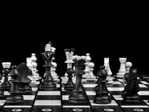 Preview wallpaper chess, pieces, game, black and white