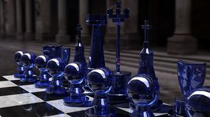 Preview wallpaper chess, silver, glass, table, form