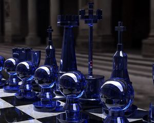 Preview wallpaper chess, silver, glass, table, form