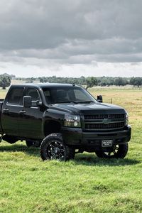Preview wallpaper chevrolet, avalanche, black, side view