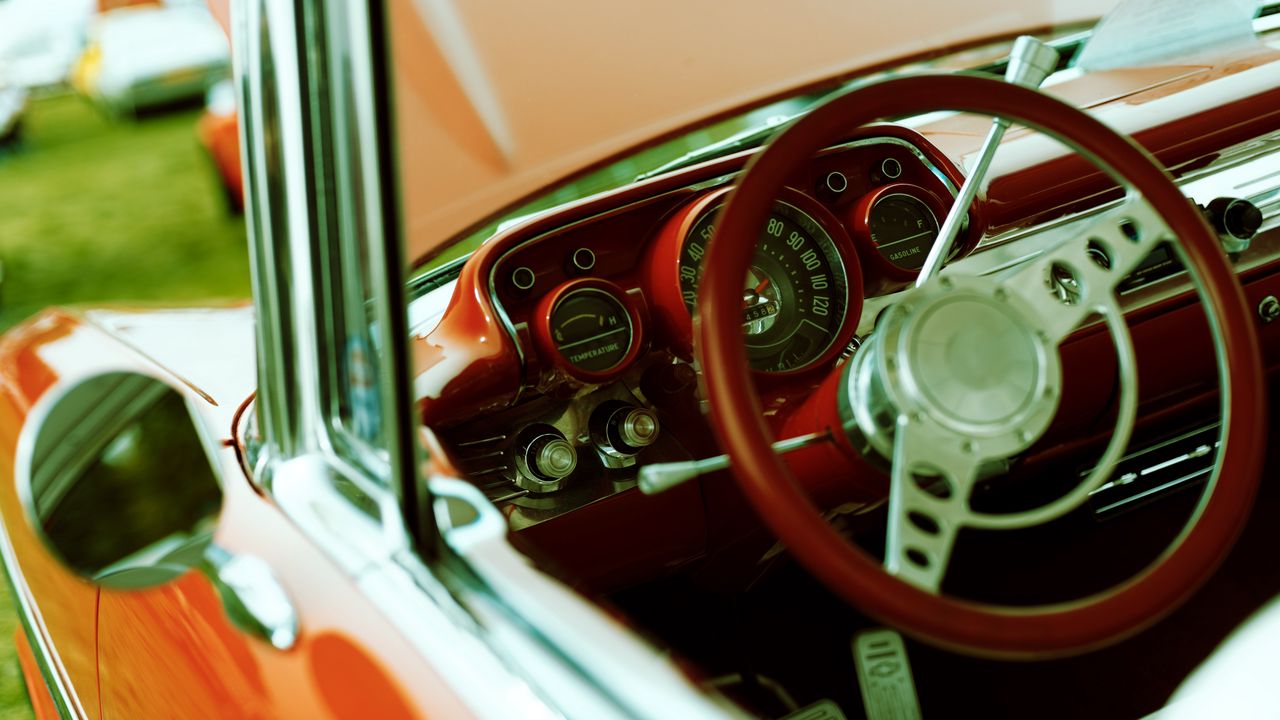 Wallpaper chevrolet bel air, chevrolet, car, red, retro, vintage