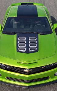 Preview wallpaper chevrolet camaro, cars, car, green, top view