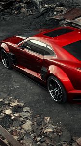 Preview wallpaper chevrolet camaro, chevy camaro, carbon, red, top view