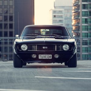 Preview wallpaper chevrolet, camaro, front view, headlights