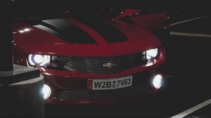 Preview wallpaper chevrolet camaro, front view, headlights, front bumper