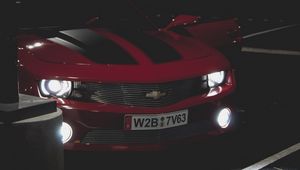 Preview wallpaper chevrolet camaro, front view, headlights, front bumper