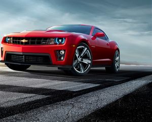 Preview wallpaper chevrolet, camaro, red, front view