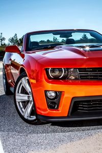 Preview wallpaper chevrolet, camaro, red, front view