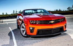 Preview wallpaper chevrolet, camaro, red, front view