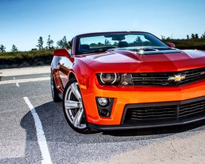 Preview wallpaper chevrolet, camaro, red, front view