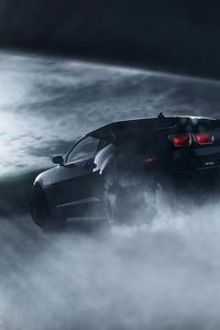 Preview wallpaper chevrolet, camaro, ss, muscle, black, smoke