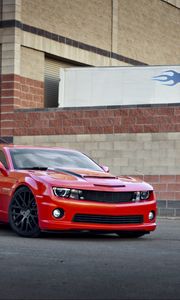 Preview wallpaper chevrolet, camaro ss, red, side view