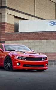 Preview wallpaper chevrolet, camaro ss, red, side view