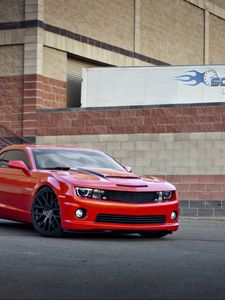 Preview wallpaper chevrolet, camaro ss, red, side view