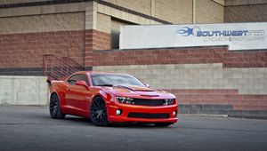 Preview wallpaper chevrolet, camaro ss, red, side view