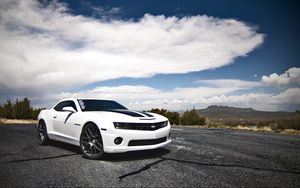 Preview wallpaper chevrolet, camaro ss, white, side view