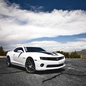 Preview wallpaper chevrolet, camaro ss, white, side view