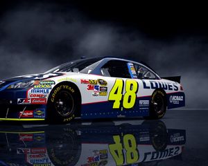 Preview wallpaper chevrolet, car, nascar, lights, background