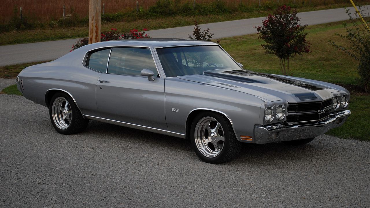 Wallpaper chevrolet, chevelle, ss, 1970, gray, side view