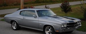 Preview wallpaper chevrolet, chevelle, ss, 1970, gray, side view