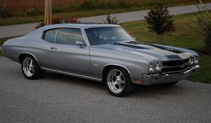 Preview wallpaper chevrolet, chevelle, ss, 1970, gray, side view