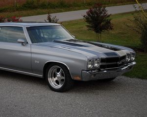 Preview wallpaper chevrolet, chevelle, ss, 1970, gray, side view