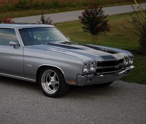 Preview wallpaper chevrolet, chevelle, ss, 1970, gray, side view