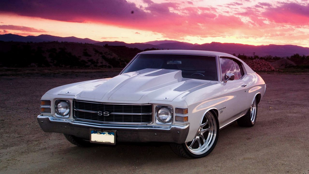 Wallpaper chevrolet, chevelle, white, front view, ss, 1972