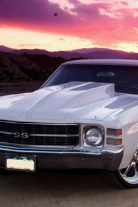 Preview wallpaper chevrolet, chevelle, white, front view, ss, 1972