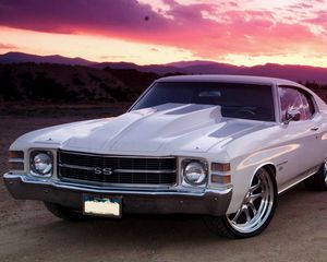 Preview wallpaper chevrolet, chevelle, white, front view, ss, 1972