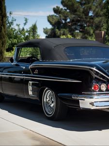 Preview wallpaper chevrolet, chevy, 1958, impala, black, rear view