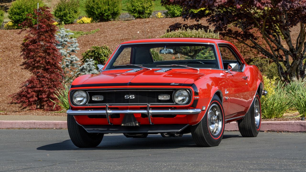 Wallpaper chevrolet, copo, camaro, yenko, sc 427, red, front view