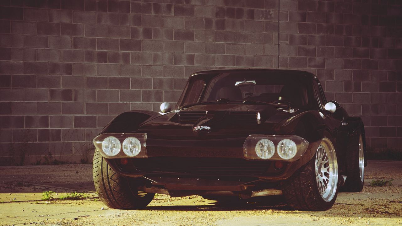 Wallpaper chevrolet, corvette, auto, front view, black