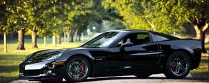 Preview wallpaper chevrolet corvette, black, nature, cars