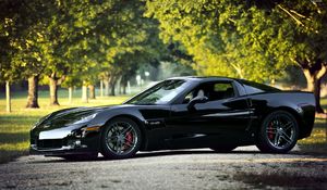 Preview wallpaper chevrolet corvette, black, nature, cars