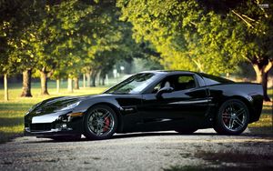 Preview wallpaper chevrolet corvette, black, nature, cars