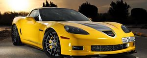 Preview wallpaper chevrolet, corvette, c6, yellow, front view