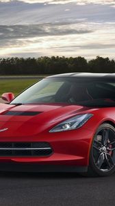 Preview wallpaper chevrolet corvette c7, red, sports