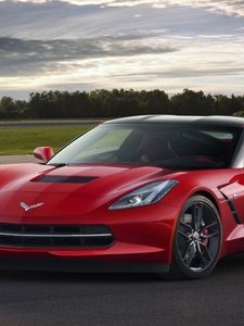 Preview wallpaper chevrolet corvette c7, red, sports