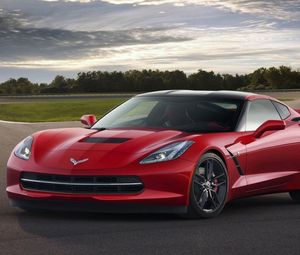 Preview wallpaper chevrolet corvette c7, red, sports