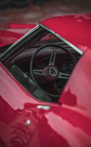 Preview wallpaper chevrolet corvette, car, chevrolet, steering wheel, red