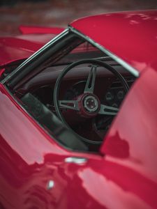 Preview wallpaper chevrolet corvette, car, chevrolet, steering wheel, red