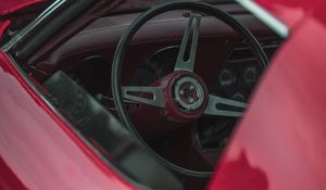 Preview wallpaper chevrolet corvette, car, chevrolet, steering wheel, red