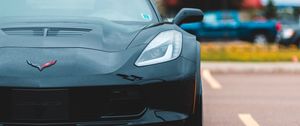 Preview wallpaper chevrolet corvette, car, sportscar, black, front view