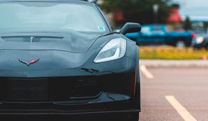 Preview wallpaper chevrolet corvette, car, sportscar, black, front view