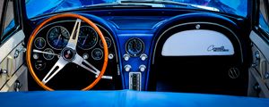 Preview wallpaper chevrolet corvette, chevrolet, car, steering wheel, blue