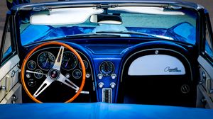 Preview wallpaper chevrolet corvette, chevrolet, car, steering wheel, blue